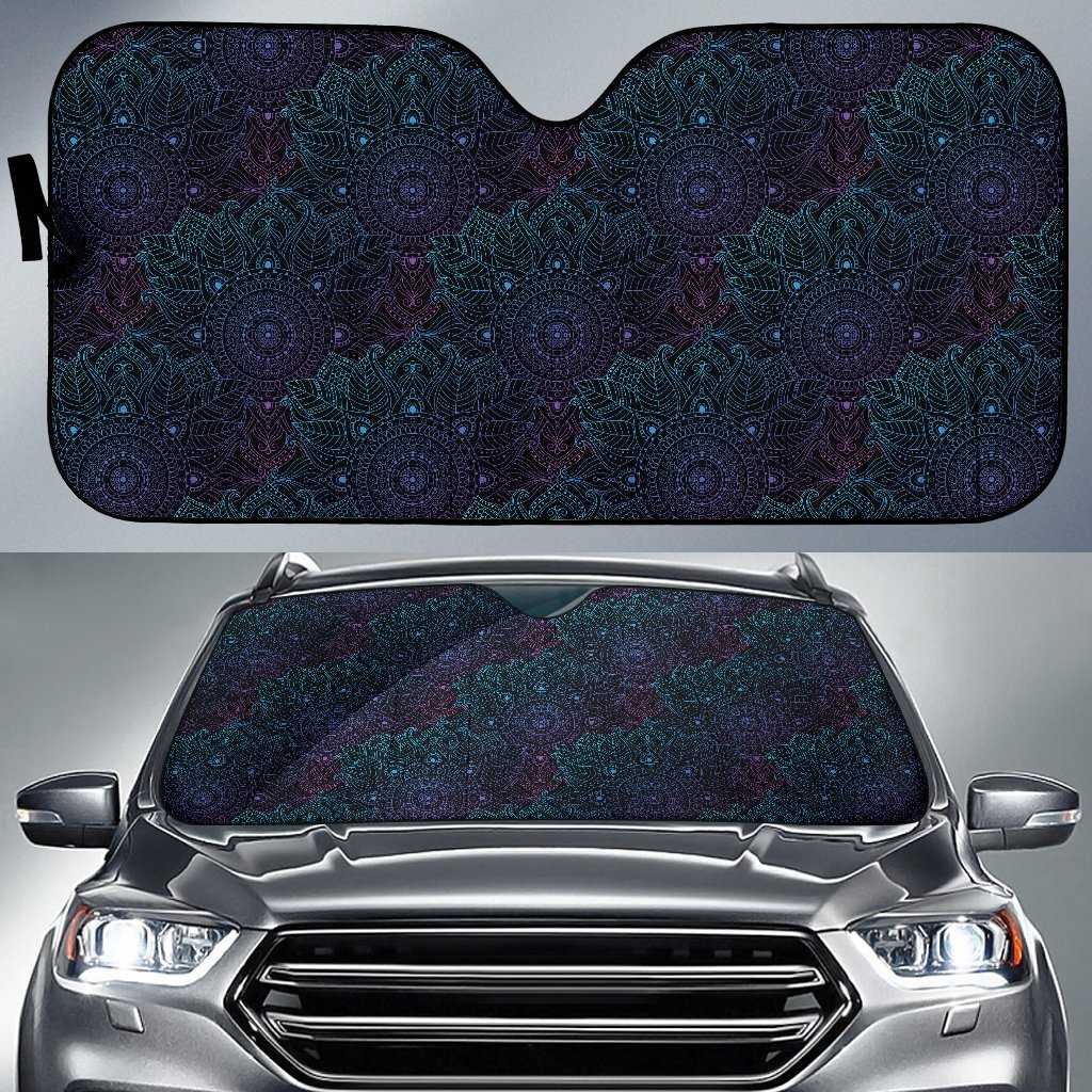 Boho Floral Mandala Car Sun Shade For Windshield