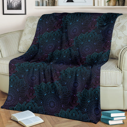 Boho Floral Mandala Fleece Blanket