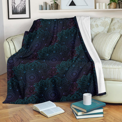 Boho Floral Mandala Fleece Blanket