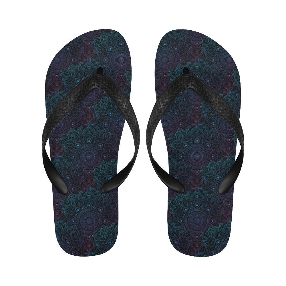 Boho Floral Mandala Flip Flops-JTAMIGO.COM