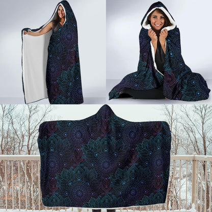 Boho Floral Mandala Hooded Blanket-JTAMIGO.COM