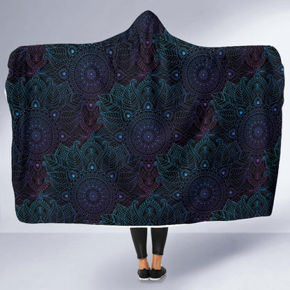 Boho Floral Mandala Hooded Blanket-JTAMIGO.COM