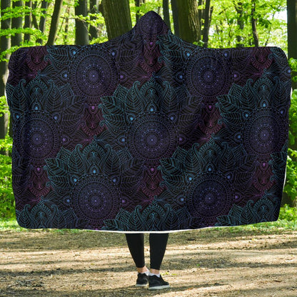 Boho Floral Mandala Hooded Blanket-JTAMIGO.COM