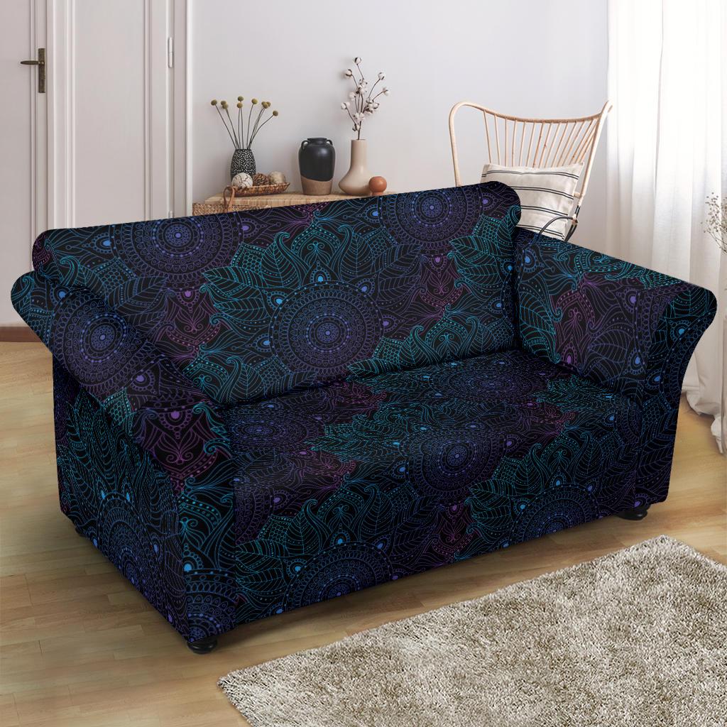 Boho Floral Mandala Loveseat Slipcover-JTAMIGO.COM