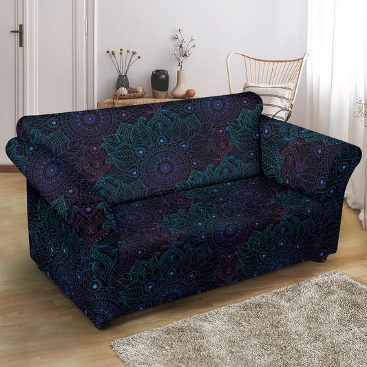 Boho Floral Mandala Loveseat Slipcover-JTAMIGO.COM