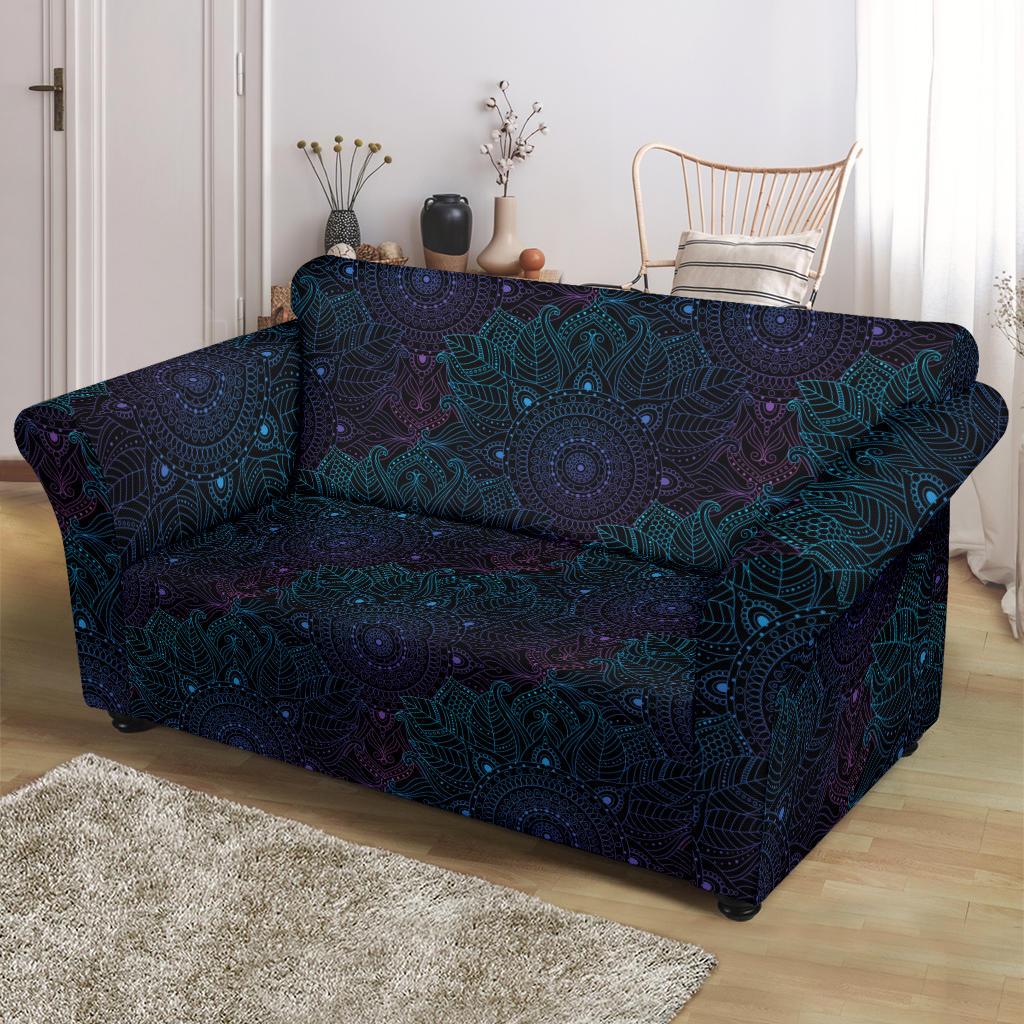 Boho Floral Mandala Loveseat Slipcover-JTAMIGO.COM