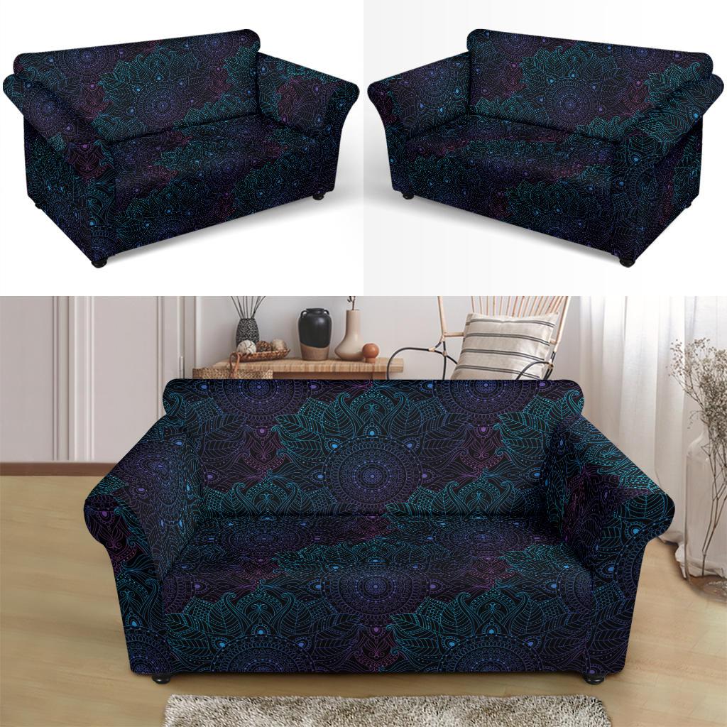 Boho Floral Mandala Loveseat Slipcover-JTAMIGO.COM