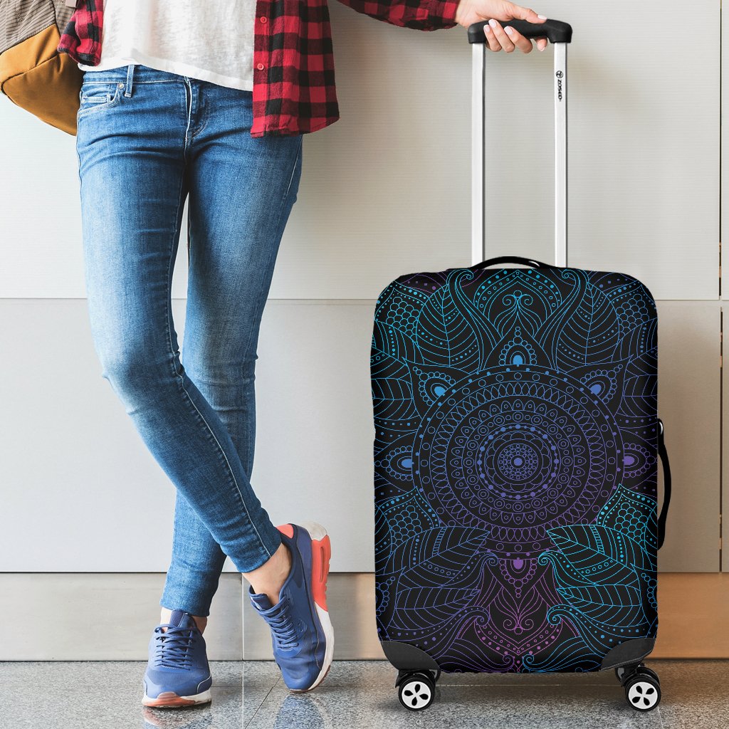 Boho Floral Mandala Luggage Cover Protector
