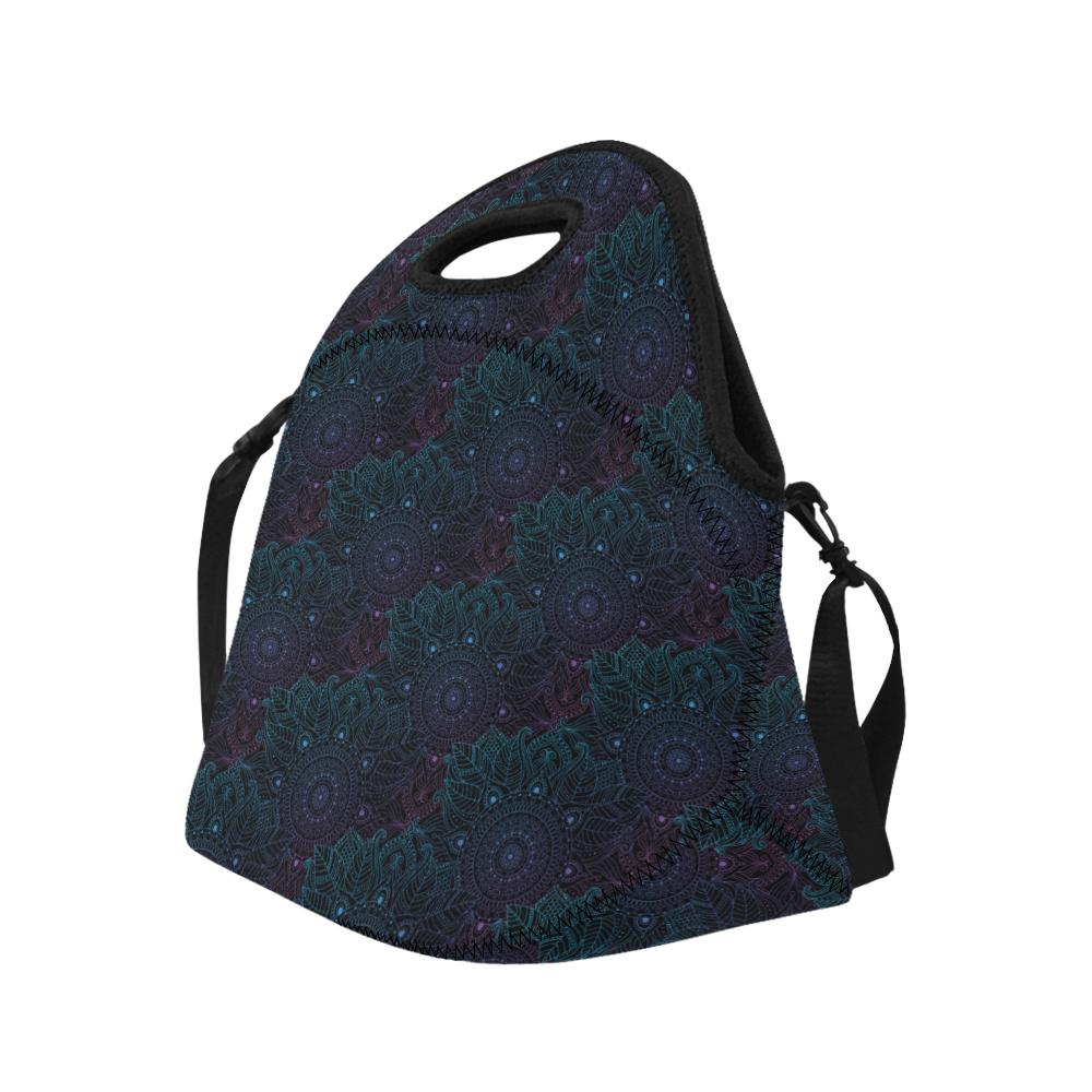 Boho Floral Mandala Neoprene Lunch Bag (Model 1669)(Large)-JTAMIGO.COM