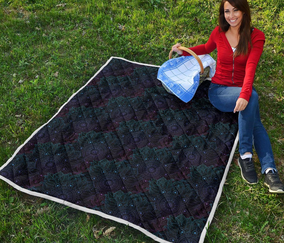 Boho Floral Mandala Premium Quilt-JTAMIGO.COM