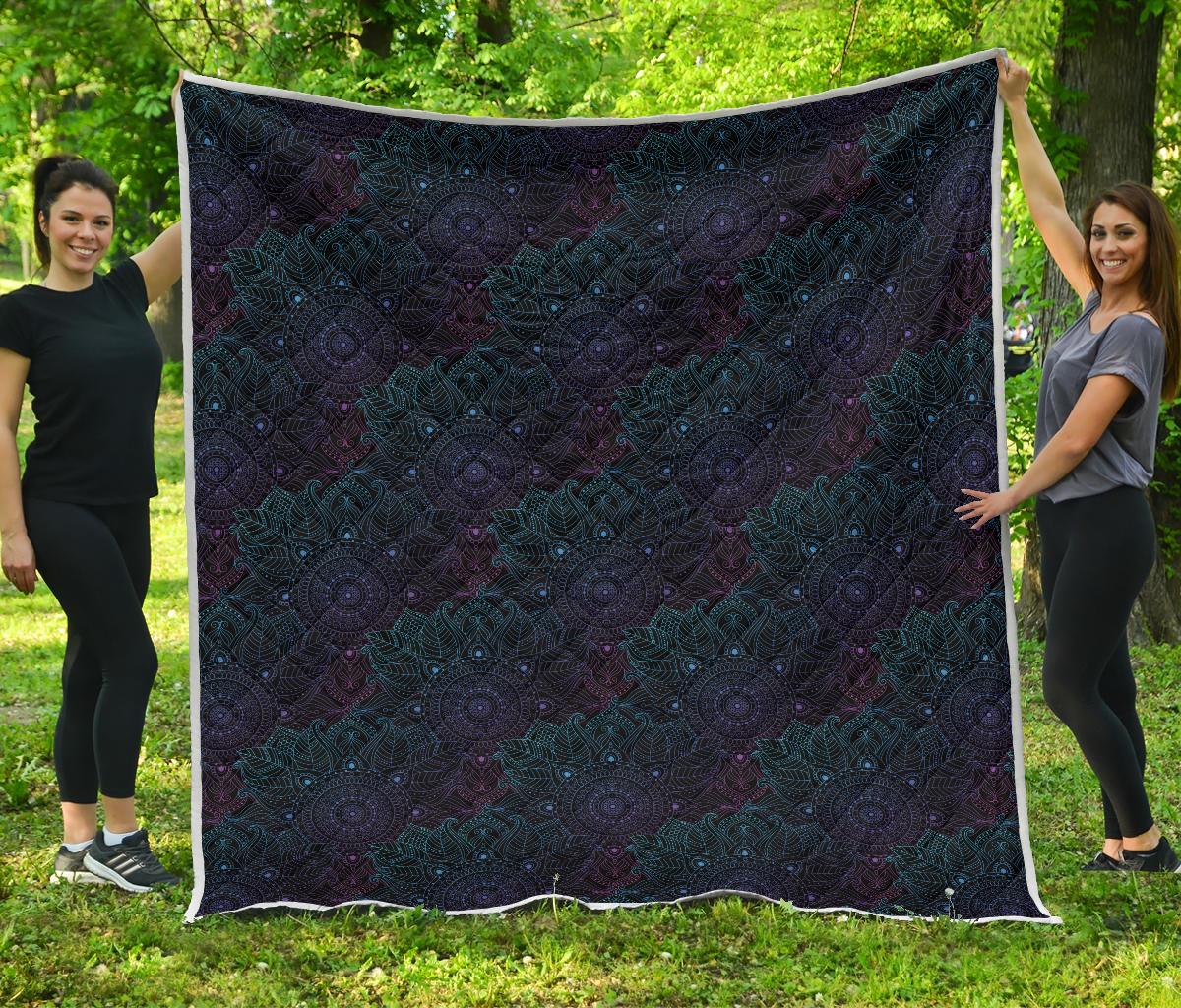 Boho Floral Mandala Premium Quilt-JTAMIGO.COM