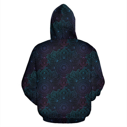 Boho Floral Mandala Pullover Hoodie