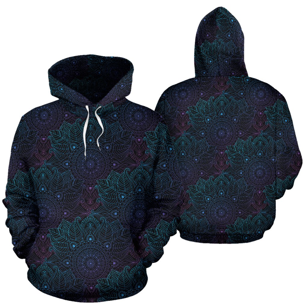 Boho Floral Mandala Pullover Hoodie