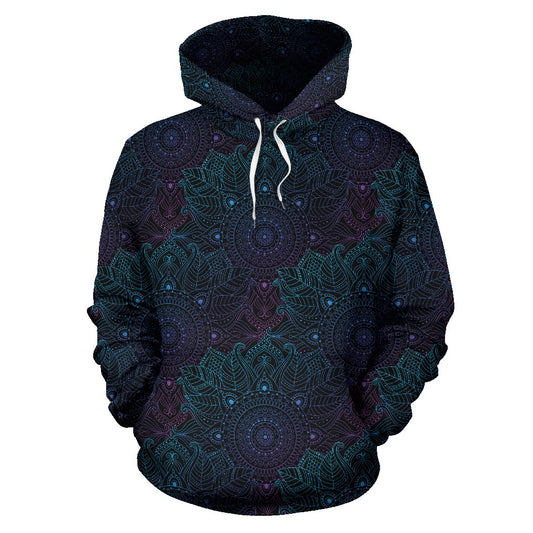 Boho Floral Mandala Pullover Hoodie