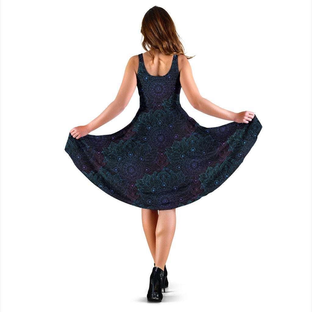 Boho Floral Mandala Sleeveless Dress