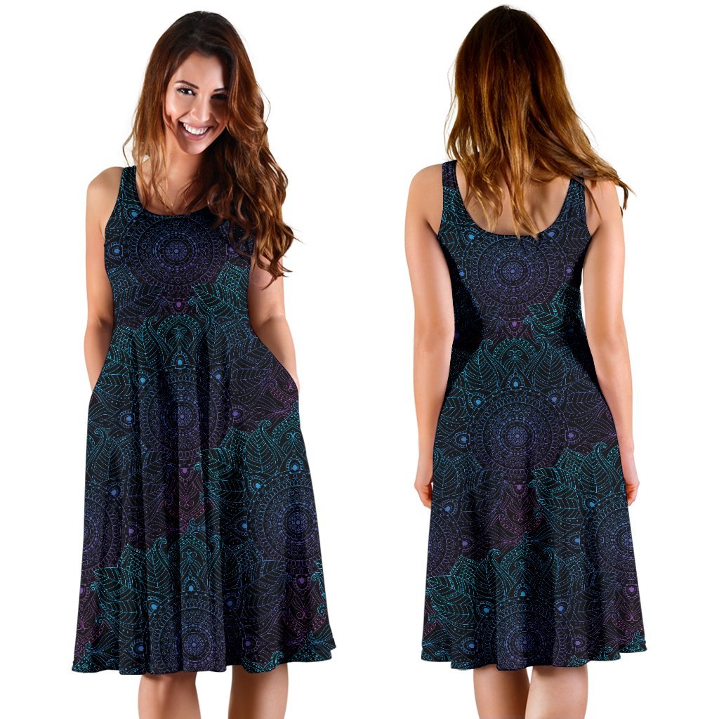 Boho Floral Mandala Sleeveless Dress