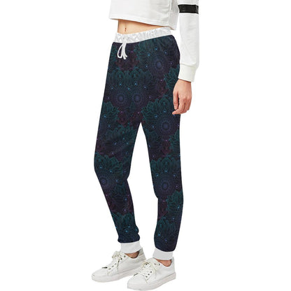 Boho Floral Mandala Unisex Casual Sweatpants (Model L11)-JTAMIGO.COM
