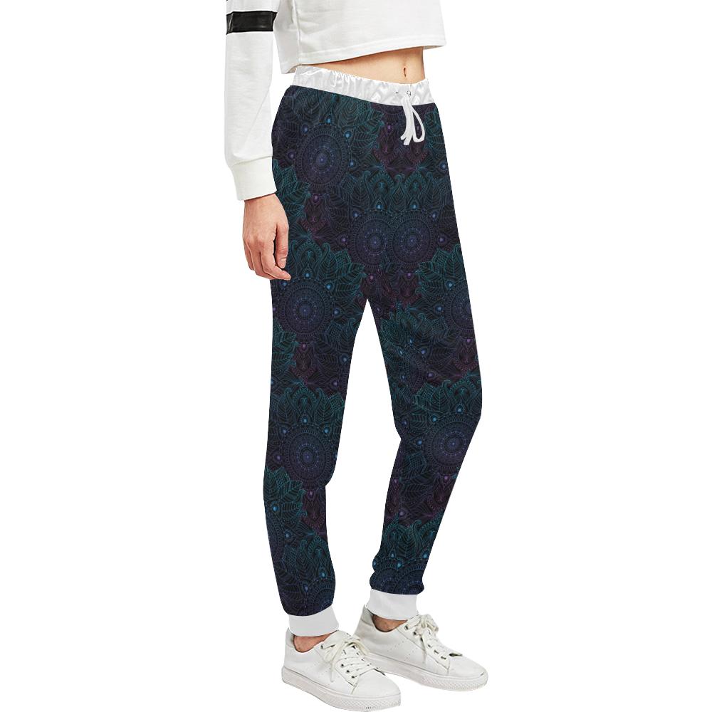 Boho Floral Mandala Unisex Casual Sweatpants (Model L11)-JTAMIGO.COM