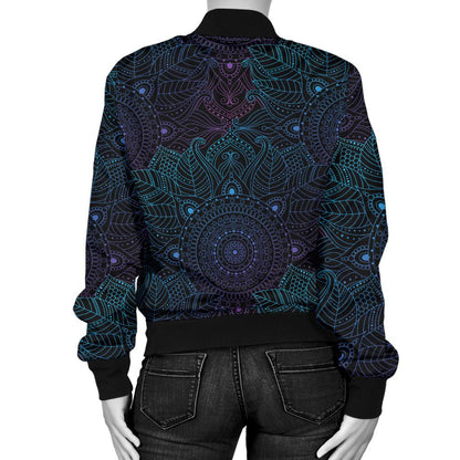 Boho Floral Mandala Women Casual Bomber Jacket