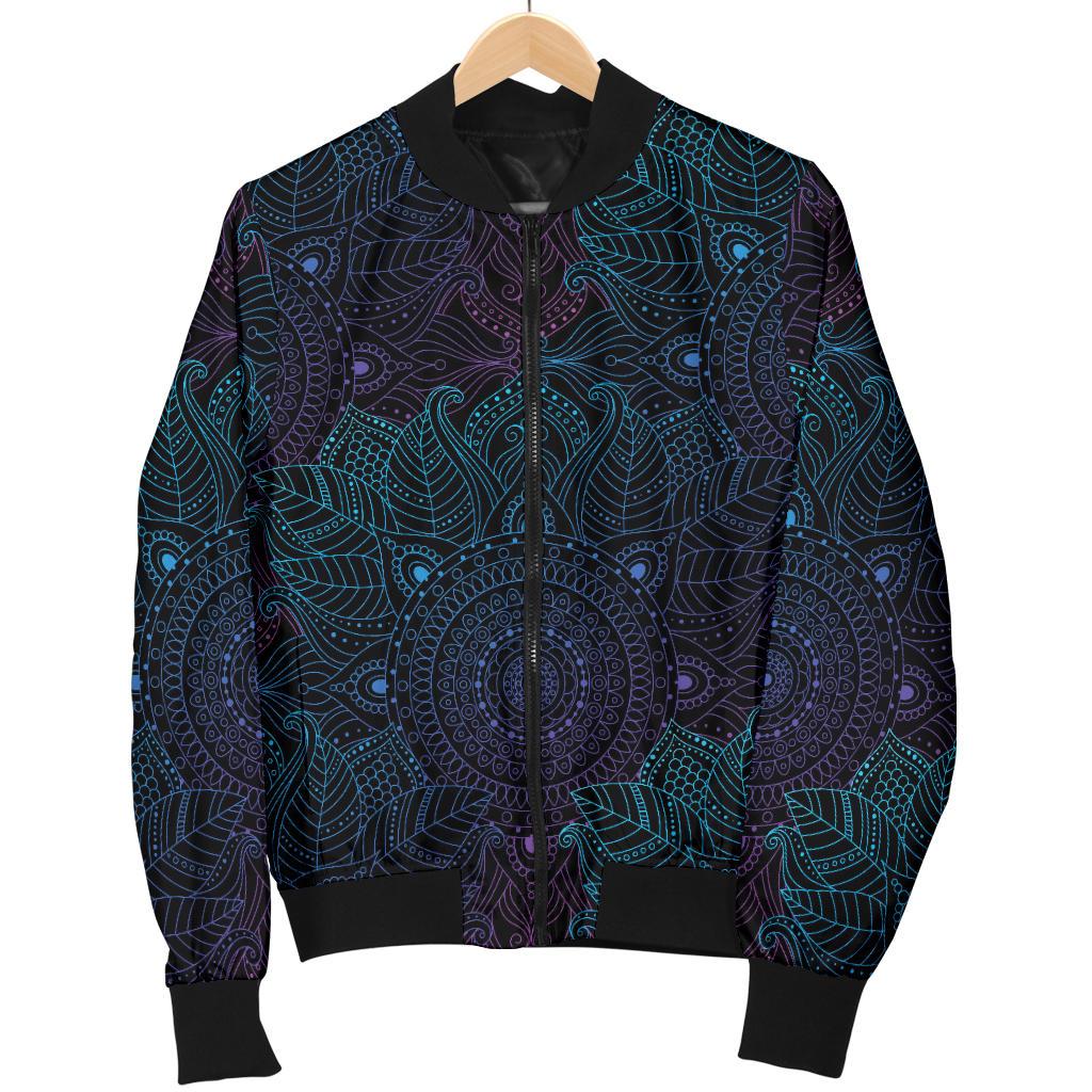 Boho Floral Mandala Women Casual Bomber Jacket