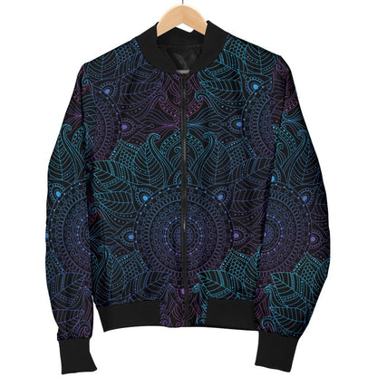 Boho Floral Mandala Women Casual Bomber Jacket