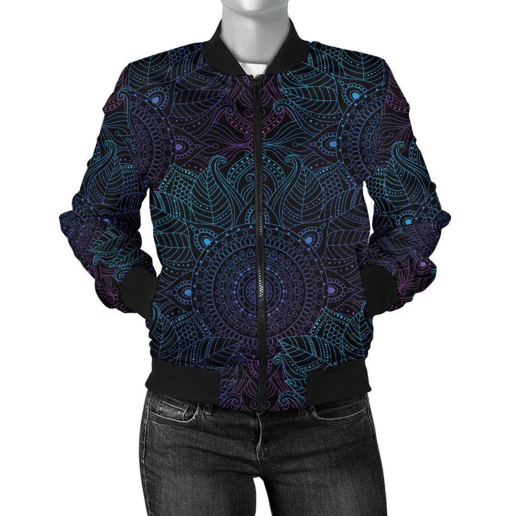 Boho Floral Mandala Women Casual Bomber Jacket