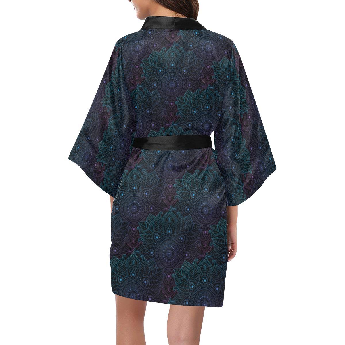 Boho Floral Mandala Women Short Kimono Robe