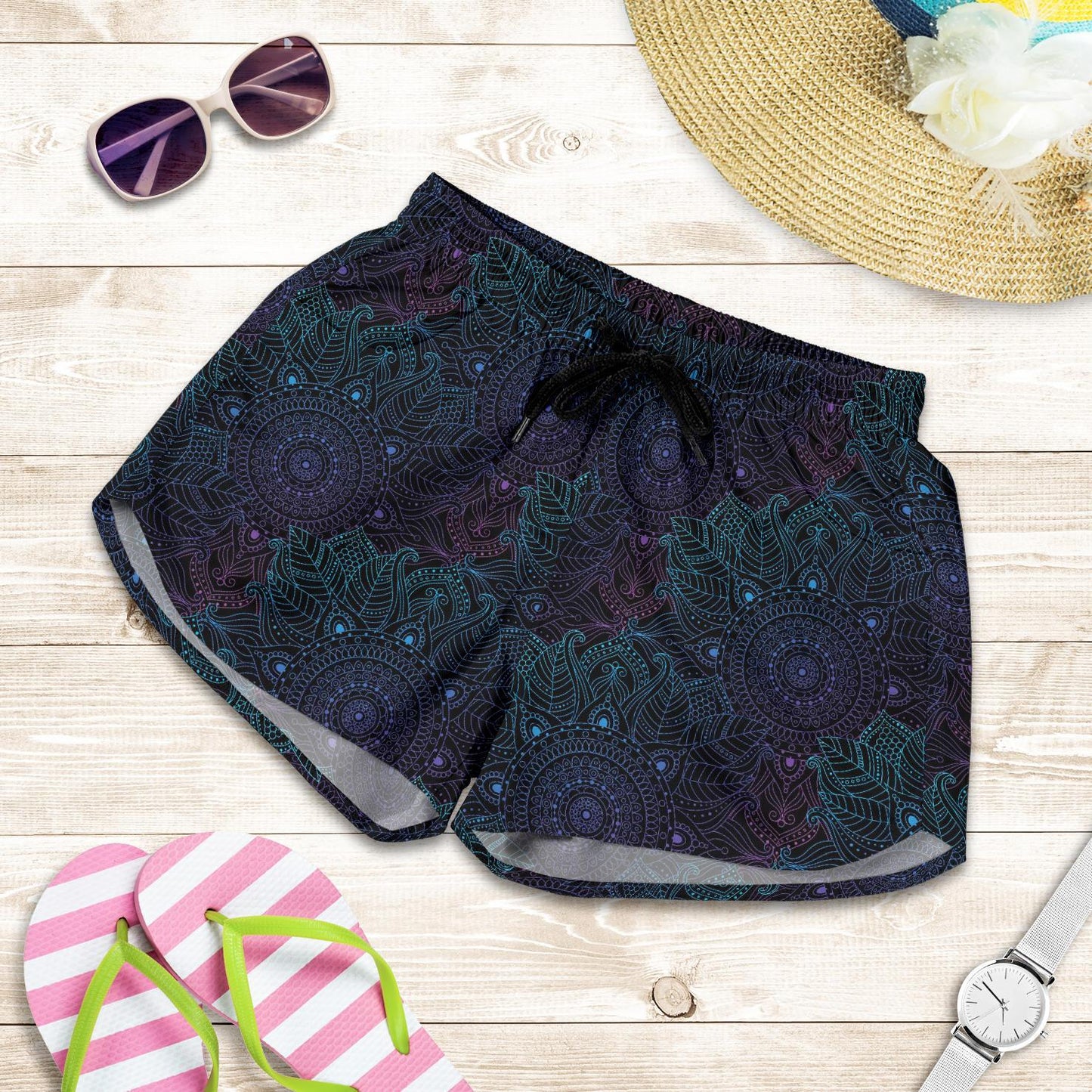 Boho Floral Mandala Women Shorts-JTAMIGO.COM