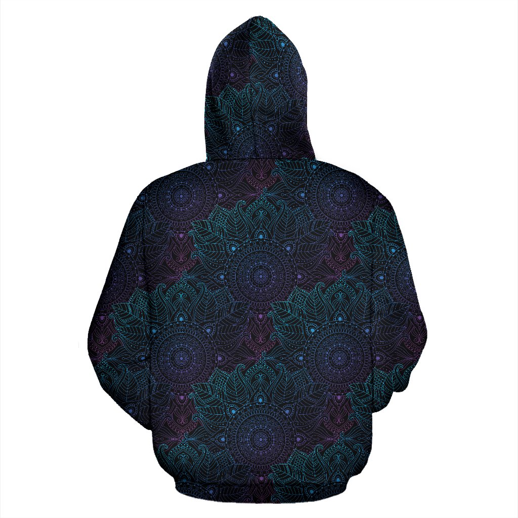 Boho Floral Mandala Zip Up Hoodie
