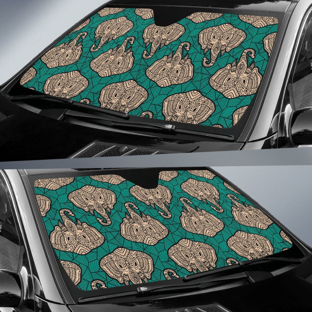 Boho Head Elephant Car Sun Shade For Windshield