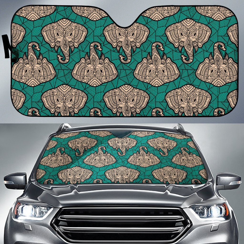 Boho Head Elephant Car Sun Shade For Windshield