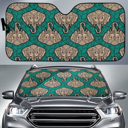 Boho Head Elephant Car Sun Shade For Windshield
