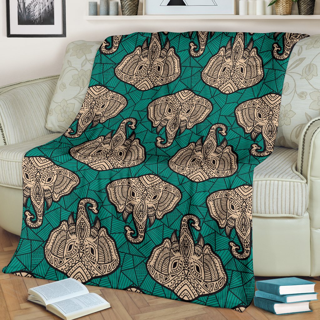 Boho Head Elephant Fleece Blanket