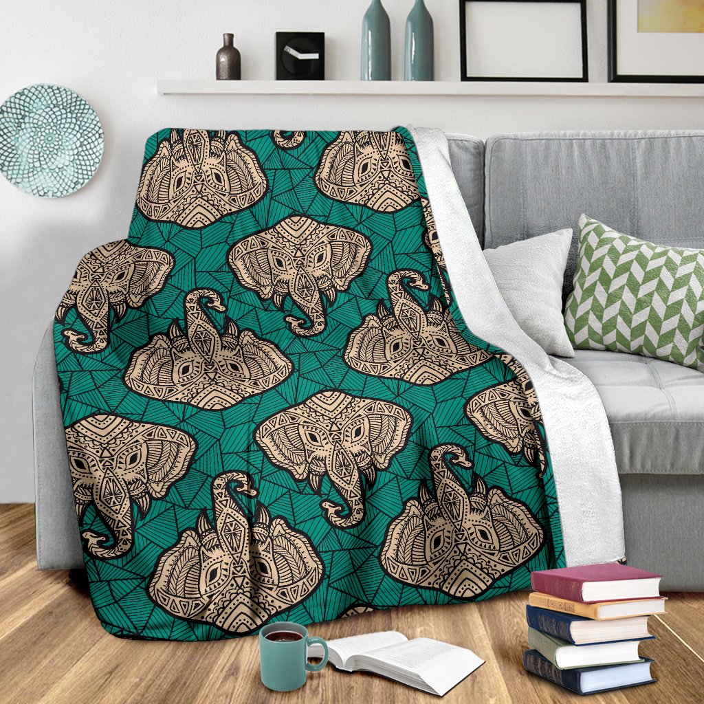 Boho Head Elephant Fleece Blanket