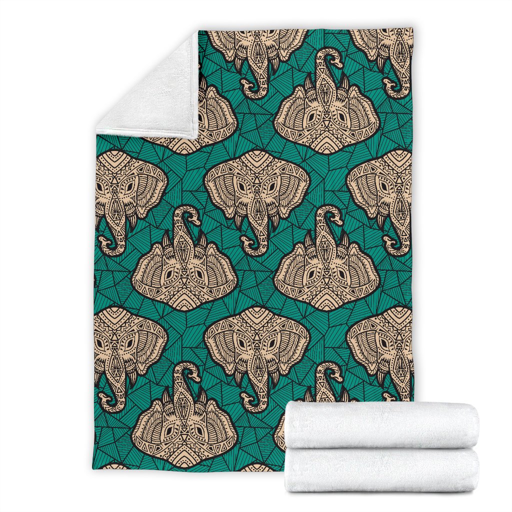Boho Head Elephant Fleece Blanket