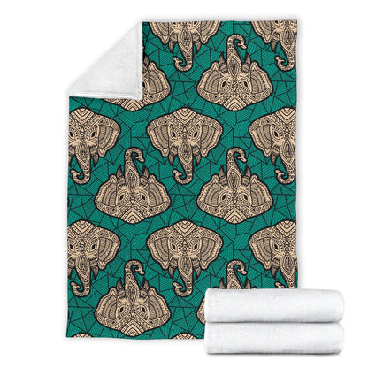 Boho Head Elephant Fleece Blanket