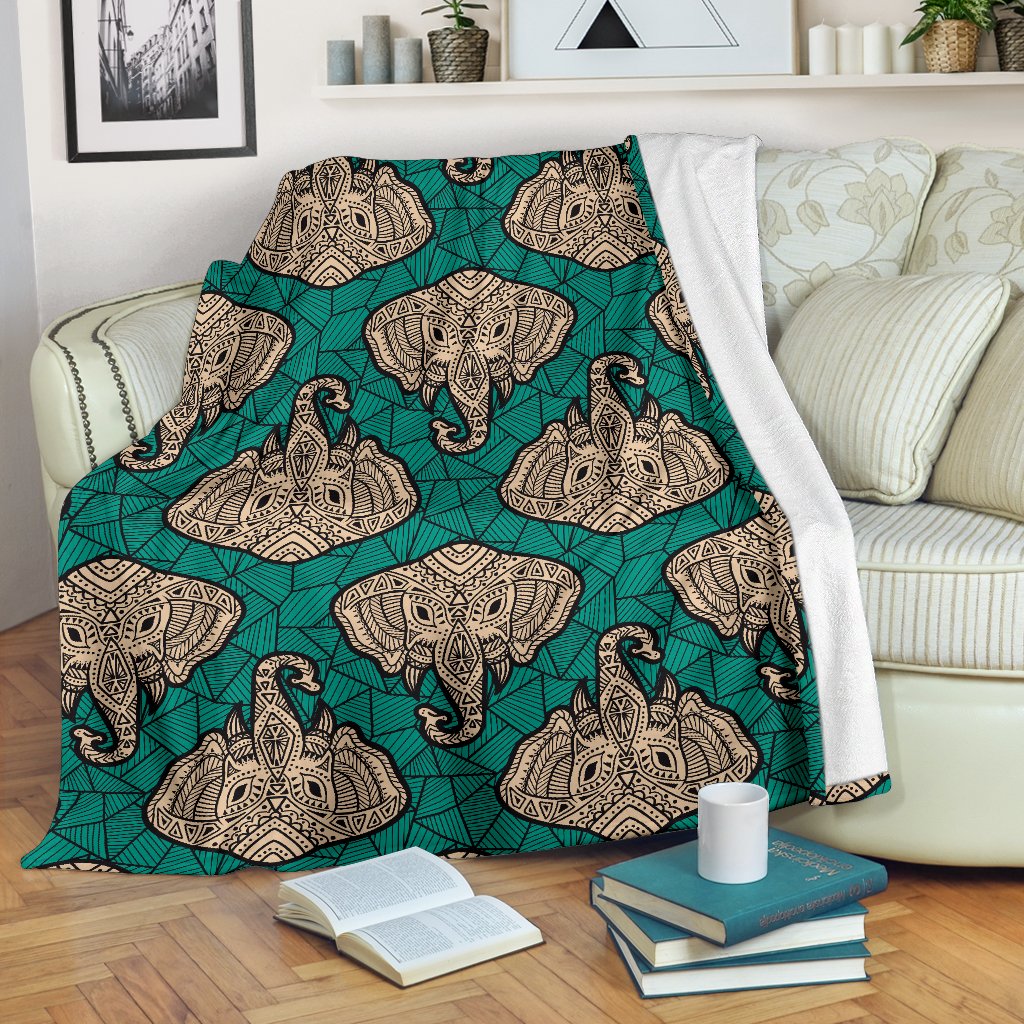 Boho Head Elephant Fleece Blanket