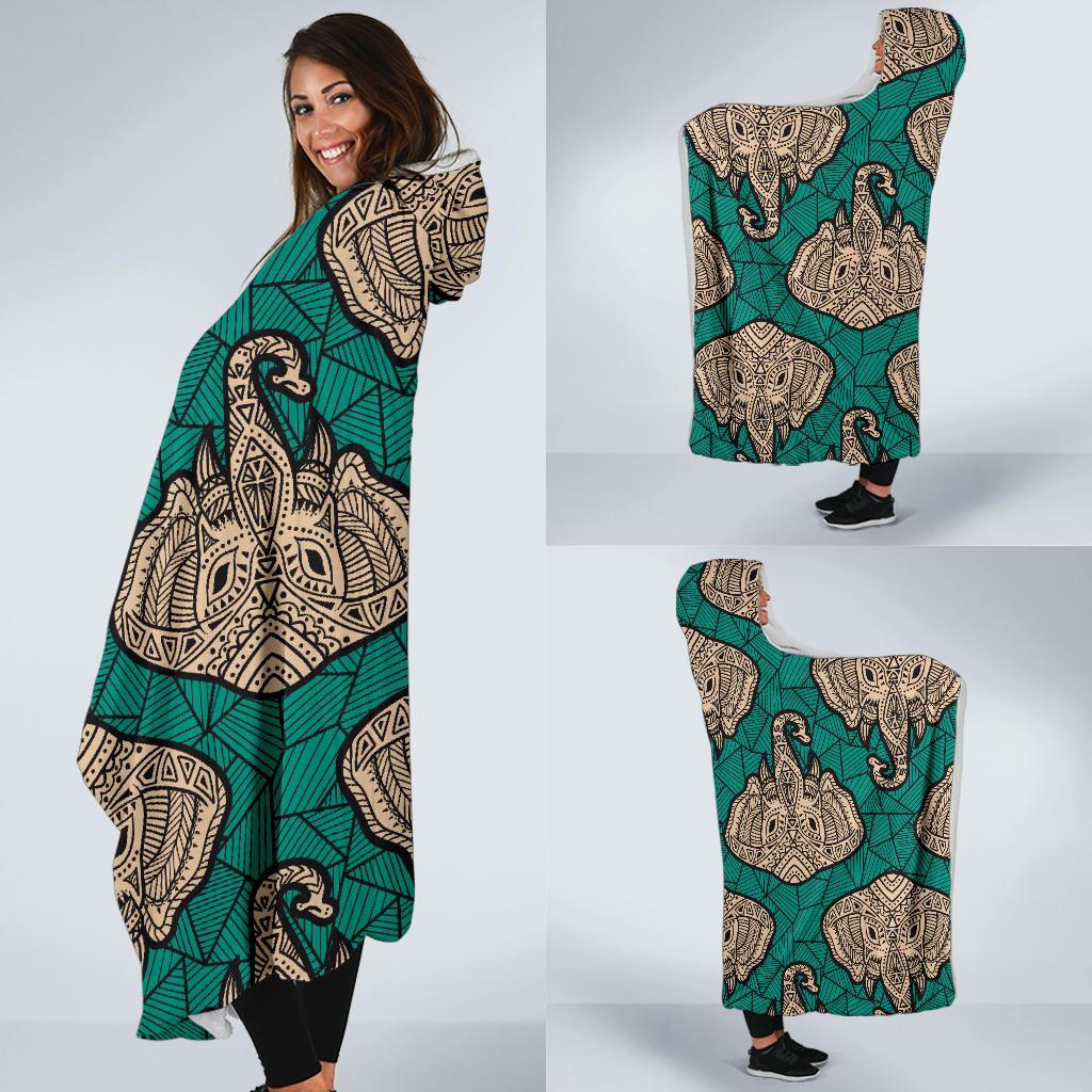 Boho Head Elephant Hooded Blanket-JTAMIGO.COM
