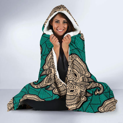 Boho Head Elephant Hooded Blanket-JTAMIGO.COM