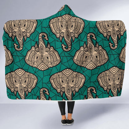Boho Head Elephant Hooded Blanket-JTAMIGO.COM