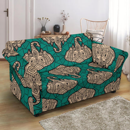 Boho Head Elephant Loveseat Slipcover-JTAMIGO.COM