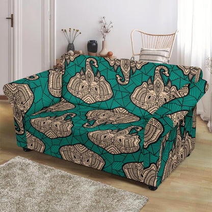 Boho Head Elephant Loveseat Slipcover-JTAMIGO.COM