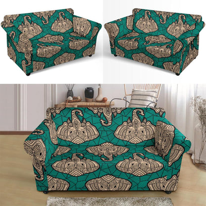 Boho Head Elephant Loveseat Slipcover-JTAMIGO.COM