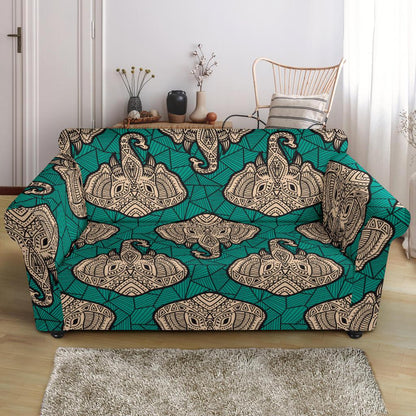 Boho Head Elephant Loveseat Slipcover-JTAMIGO.COM