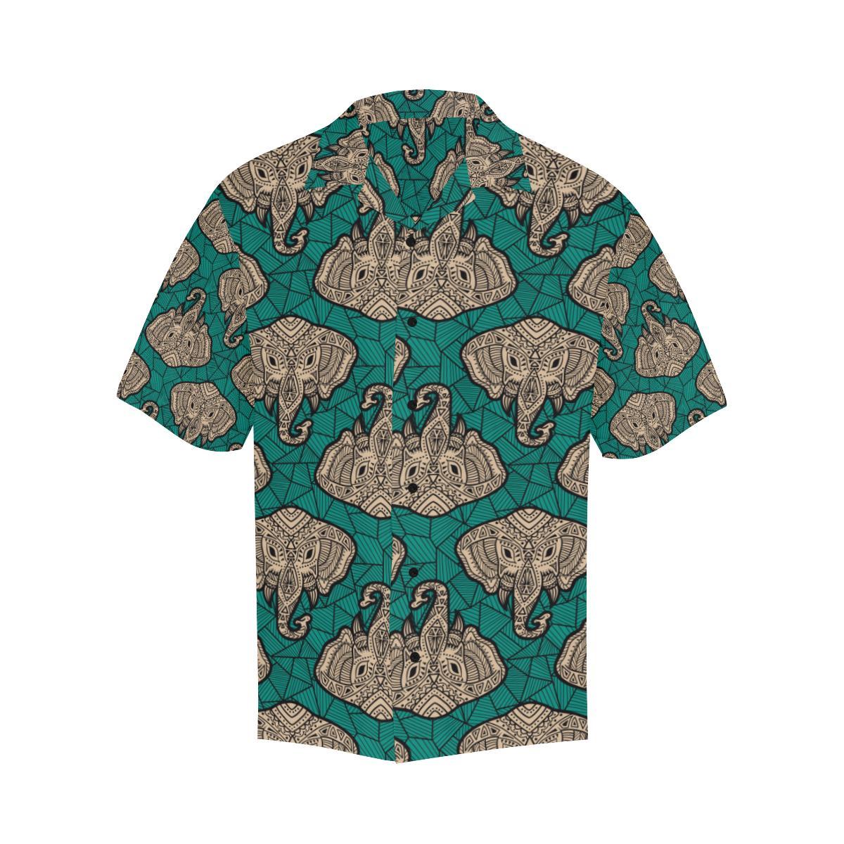 Boho Head Elephant Men Aloha Hawaiian Shirt