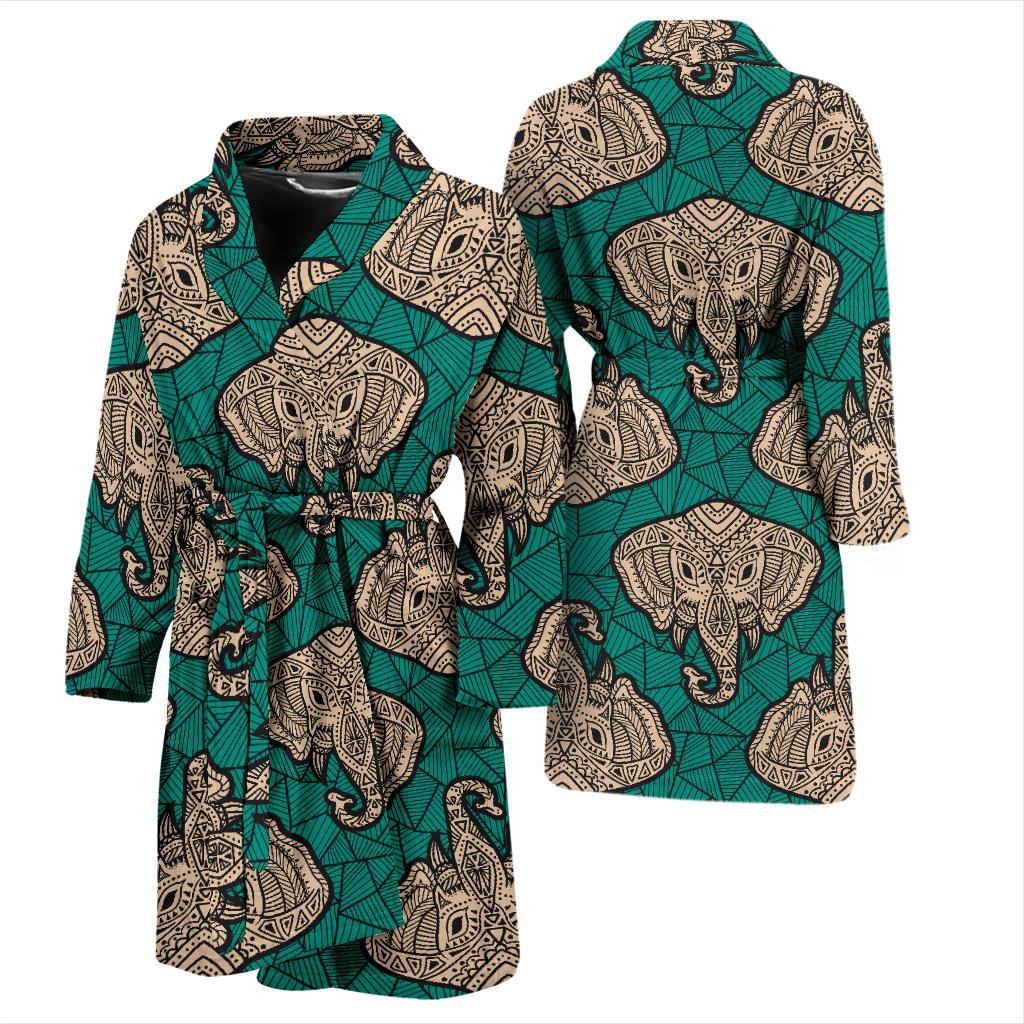 Boho Head Elephant Men Bath Robe-JTAMIGO.COM