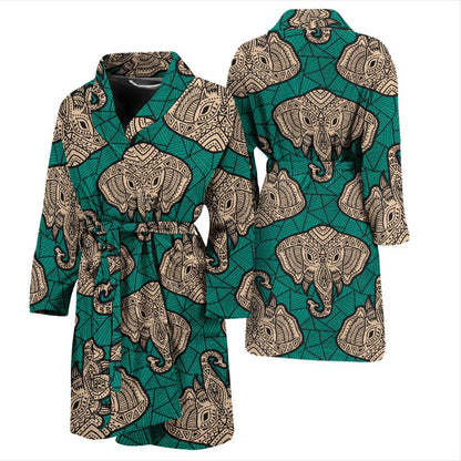Boho Head Elephant Men Bath Robe-JTAMIGO.COM
