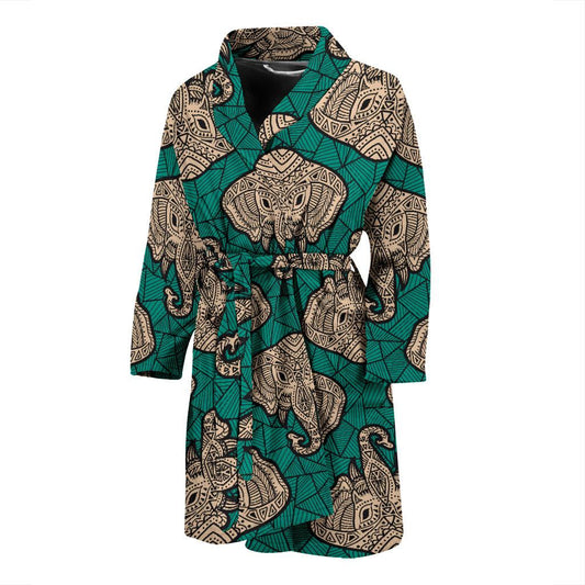 Boho Head Elephant Men Bath Robe-JTAMIGO.COM