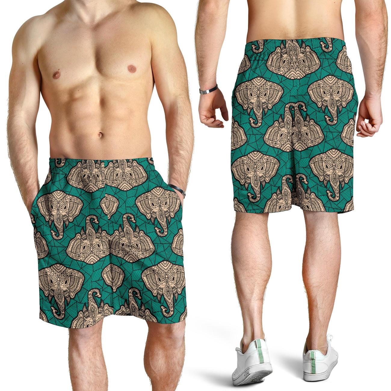 Boho Head Elephant Mens Shorts-JTAMIGO.COM
