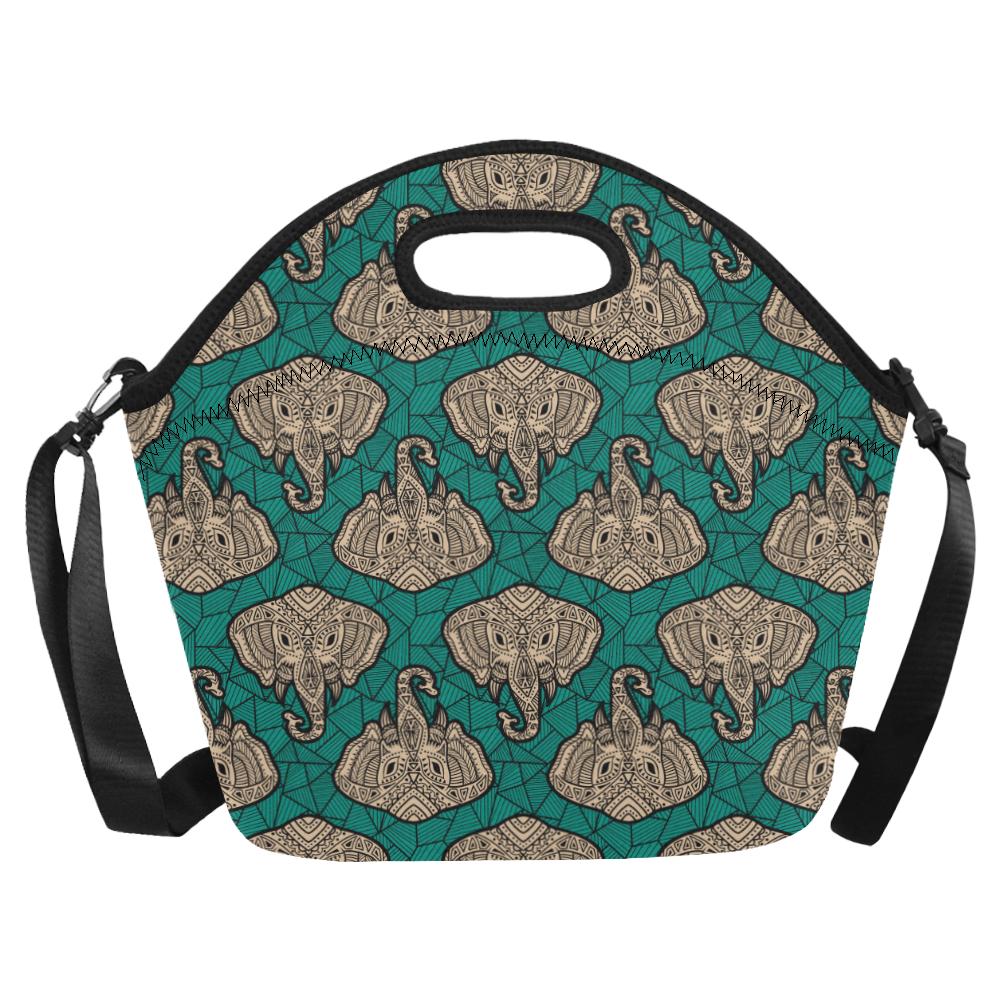 Boho Head Elephant Neoprene Lunch Bag (Model 1669)(Large)-JTAMIGO.COM